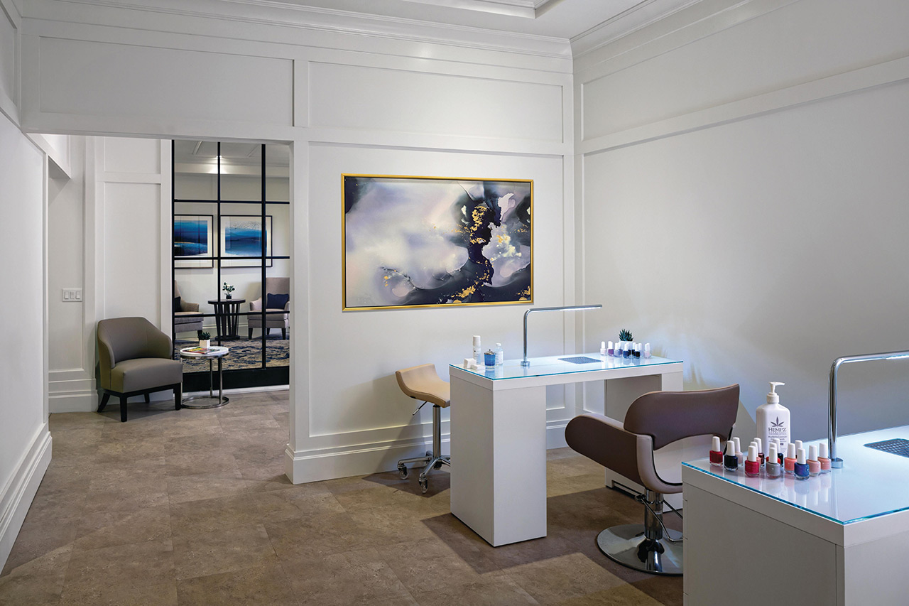 Modern salon area.