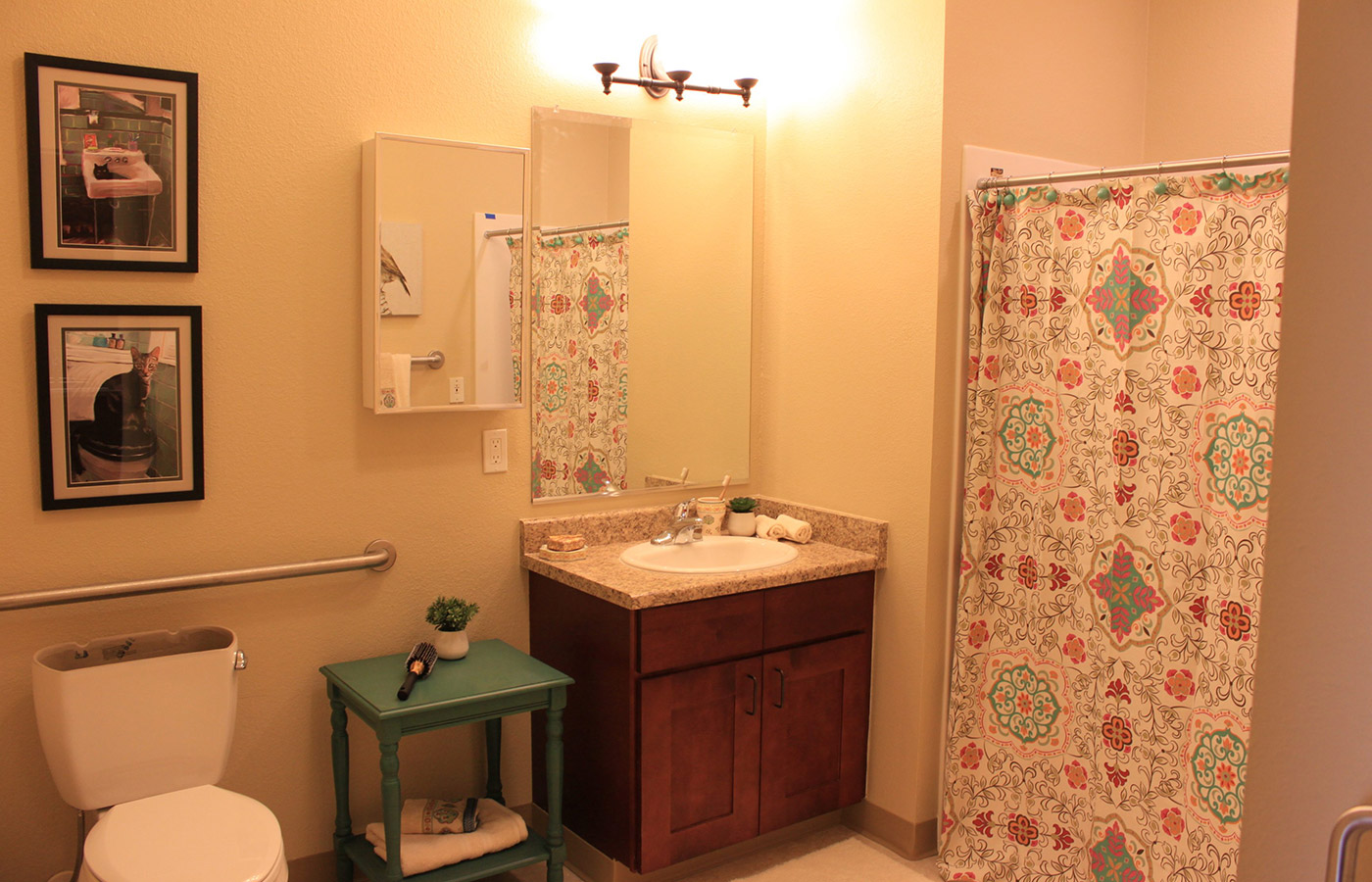 A bathroom within an apartment.