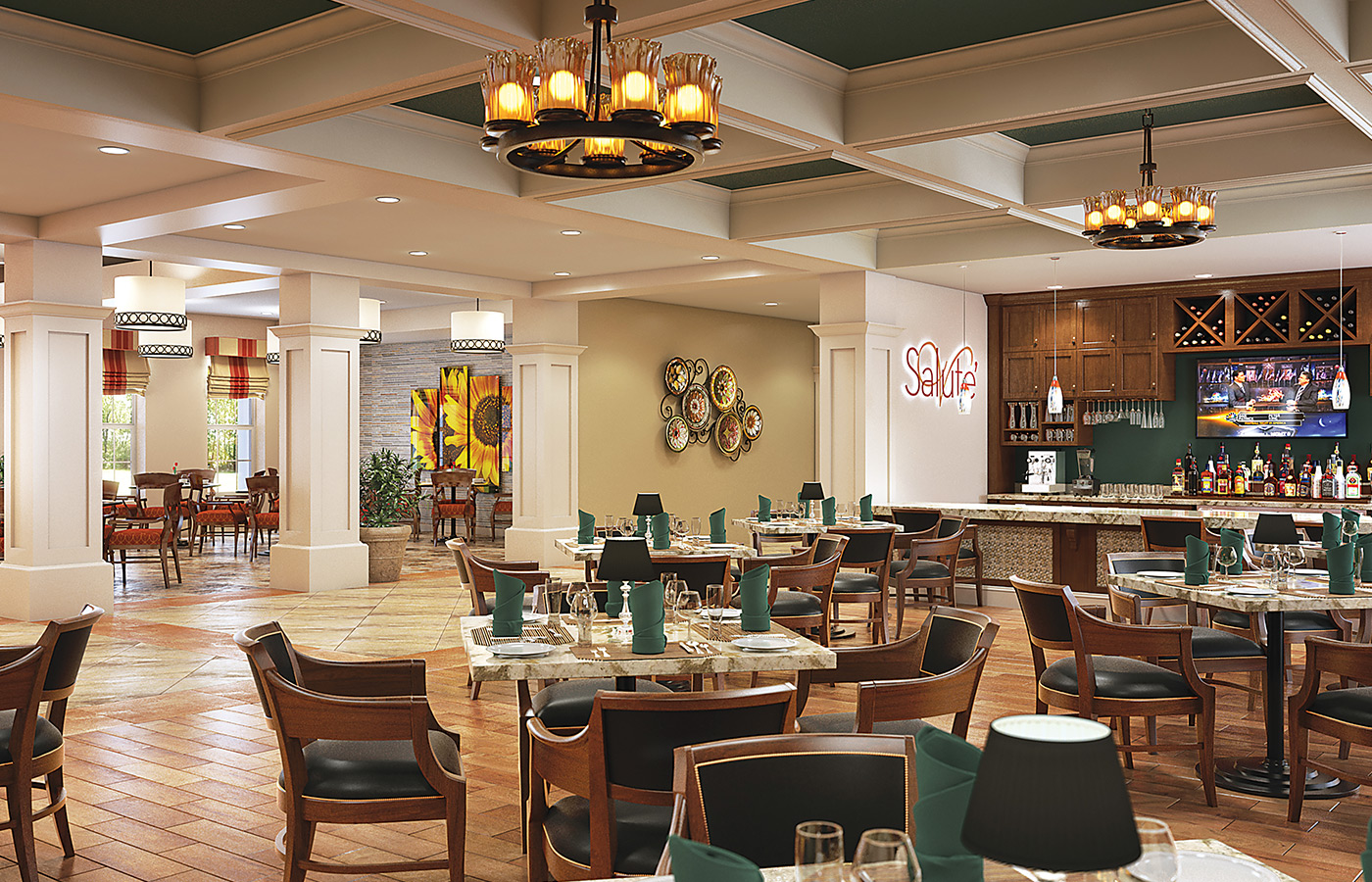 A dining area at The Glades at ChampionsGate.
