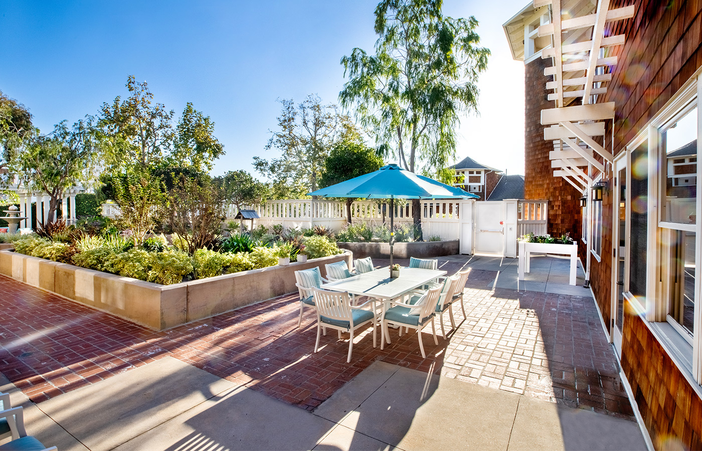 Crown Cove patio and garden area.