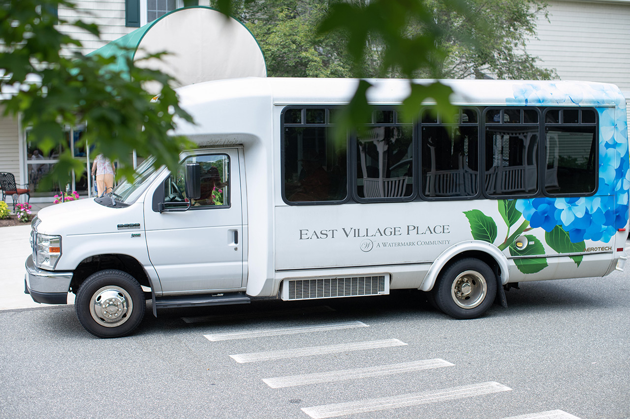 The bus at East Village Place.