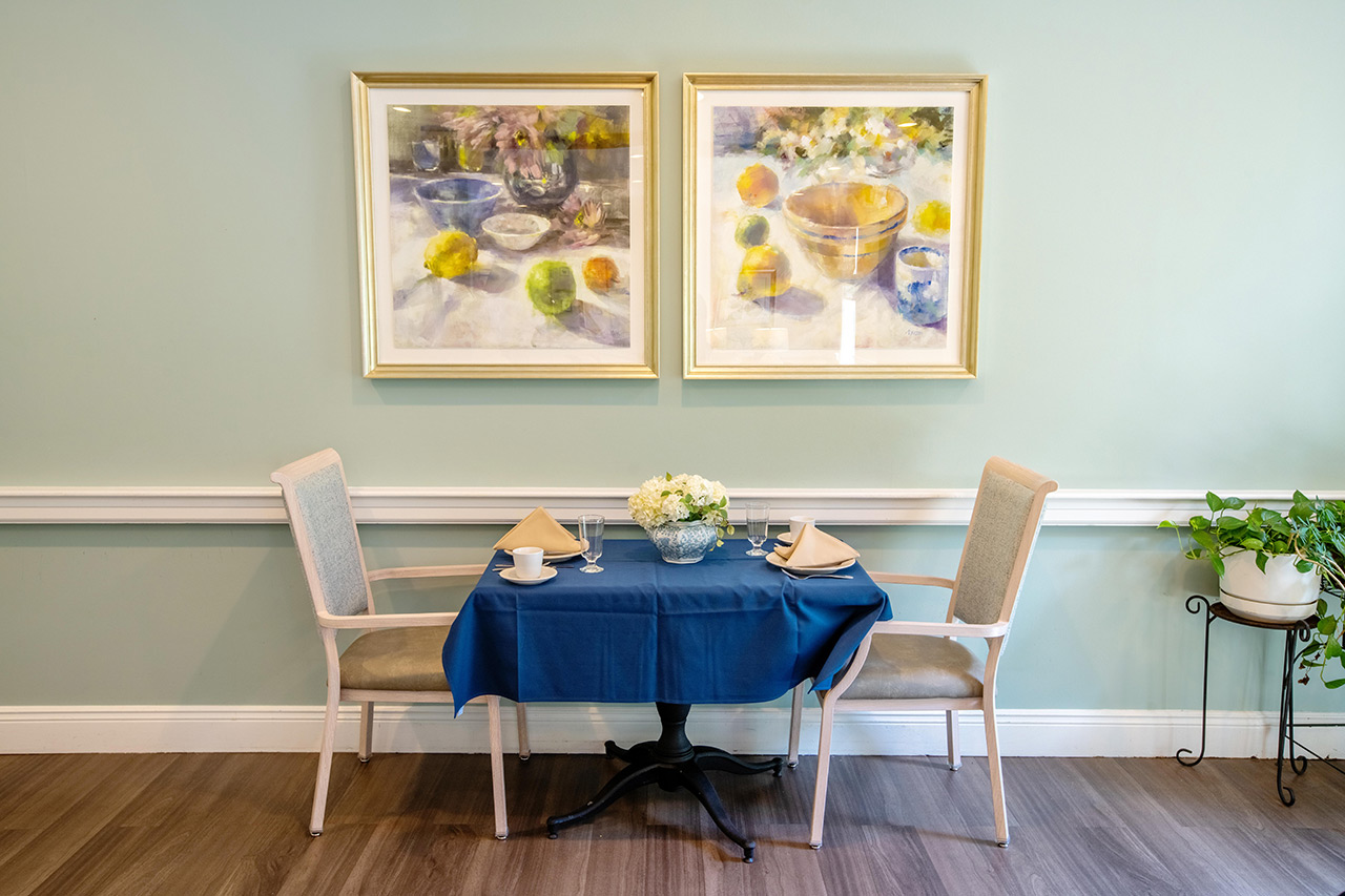 A table in the dining area at East Village Place.