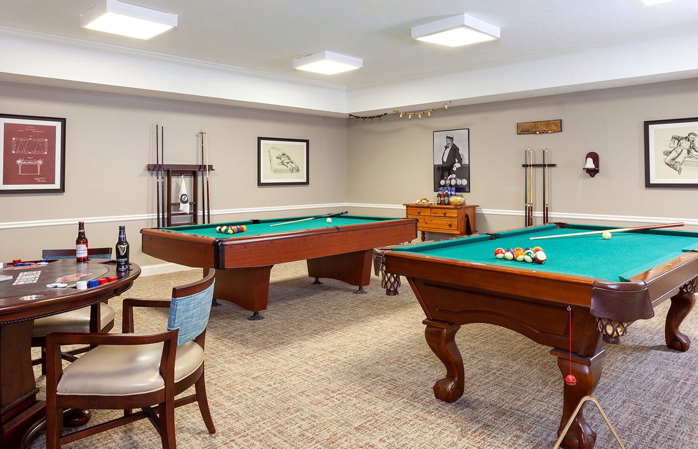 Game room with pool table.