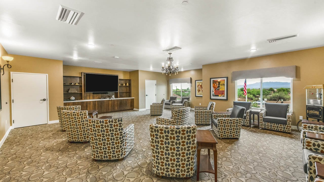 The theater room at The Watermark at Continental Ranch.