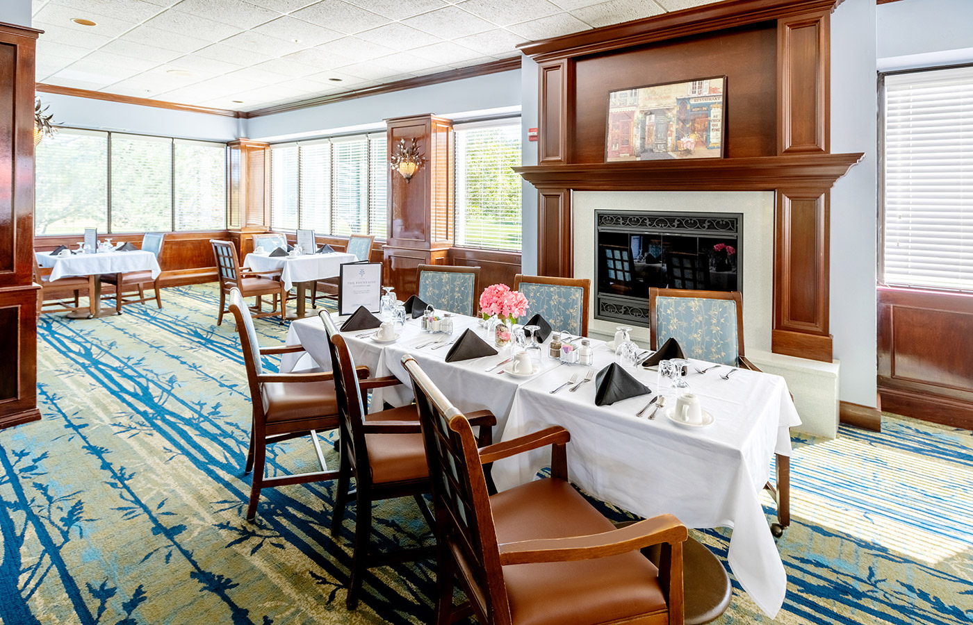 A set dining table at The Fountains at Crystal Lake.