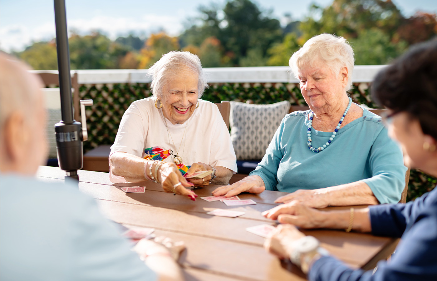 People playing cards.