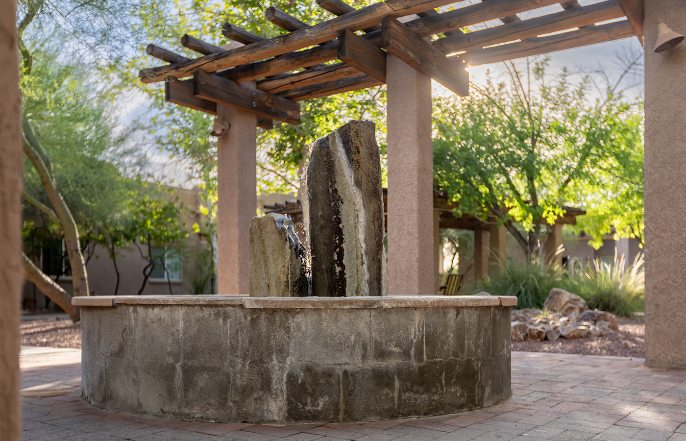 A sculpture in the courtyard.