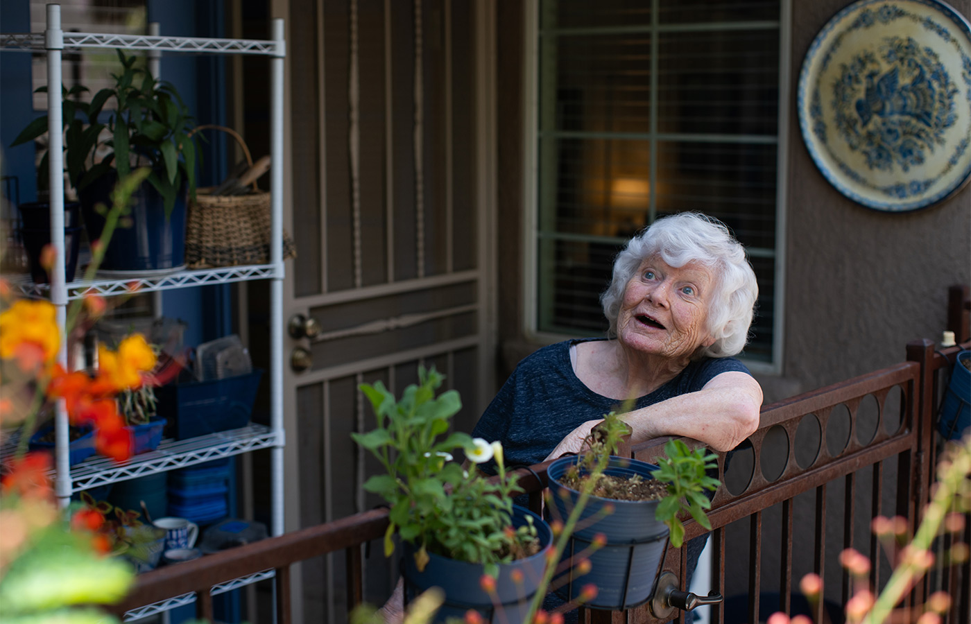 A person on their back patio.