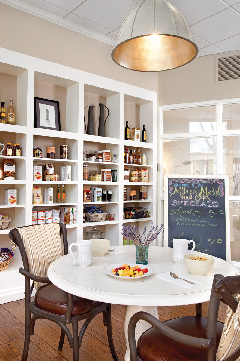 Market cafe with seating area.