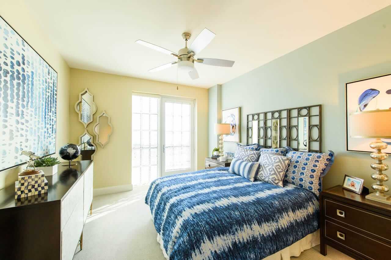 decorated bedroom with bright window