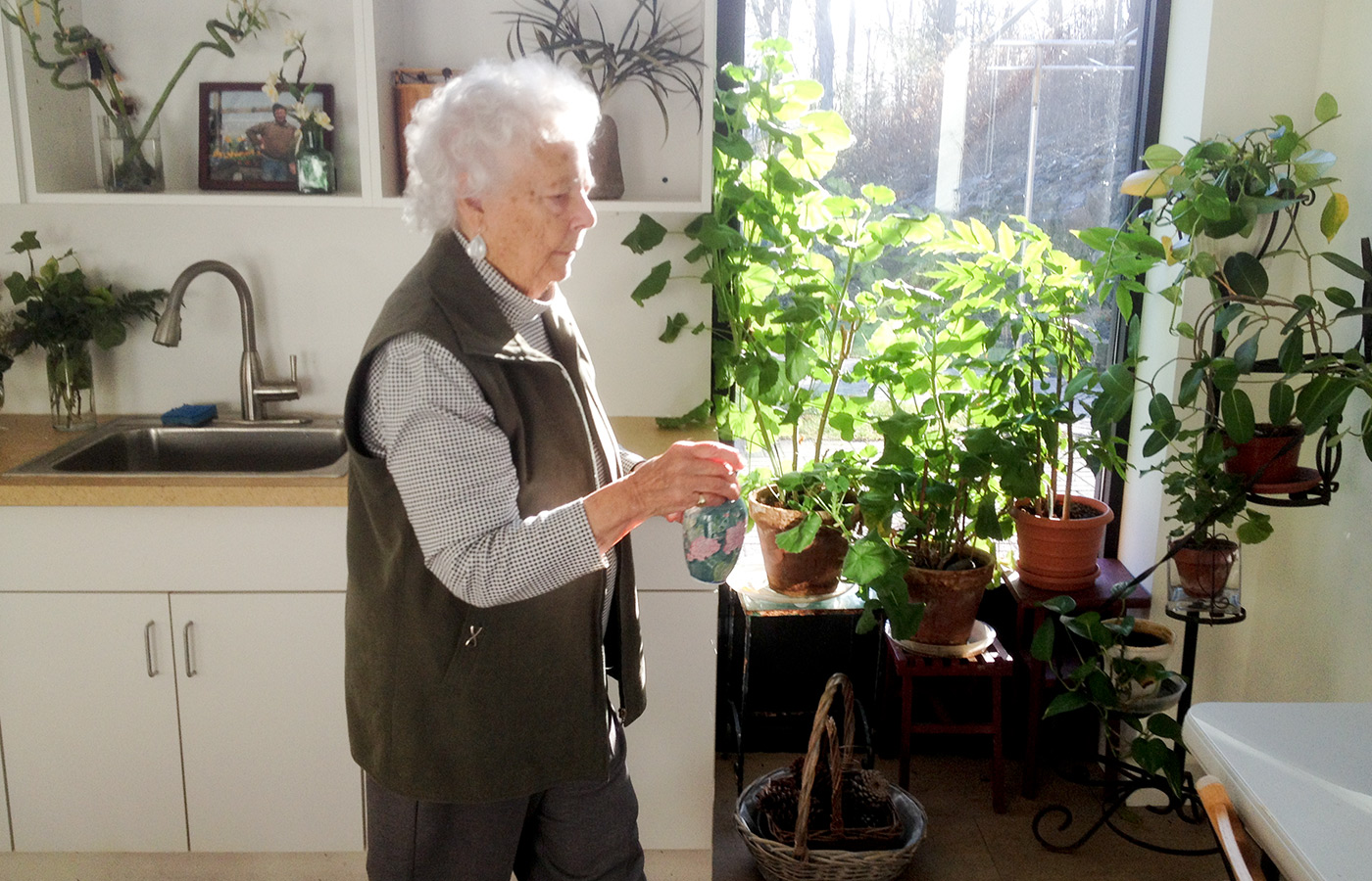 A resident is gardening.