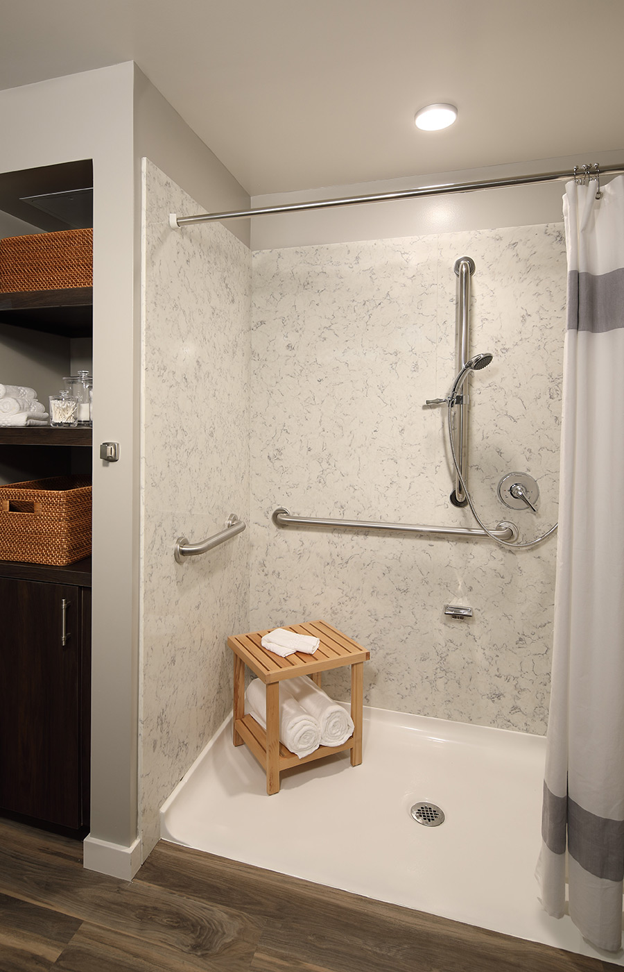 A beautiful modern bathroom shower.