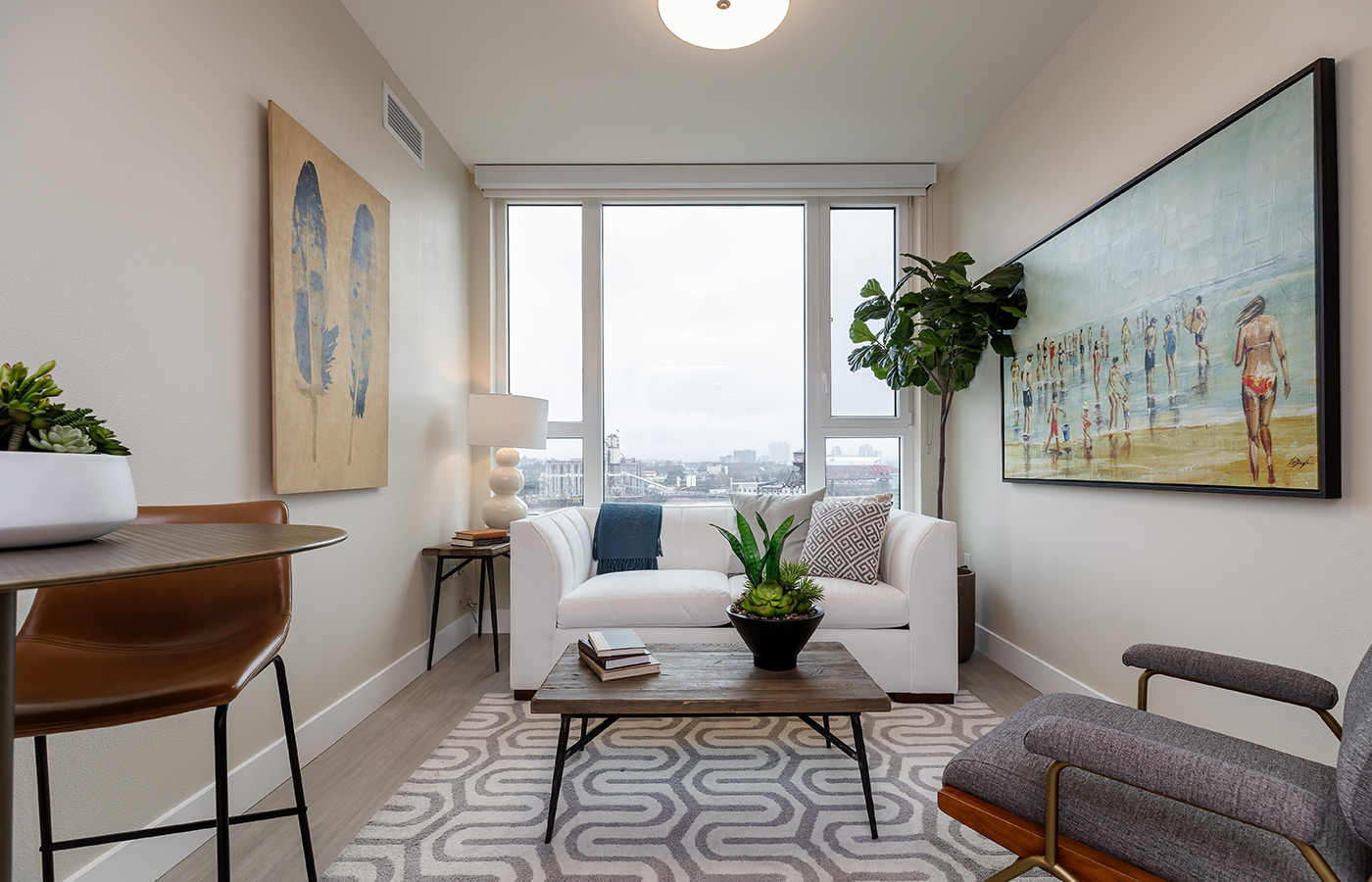 A fully furnished living room.