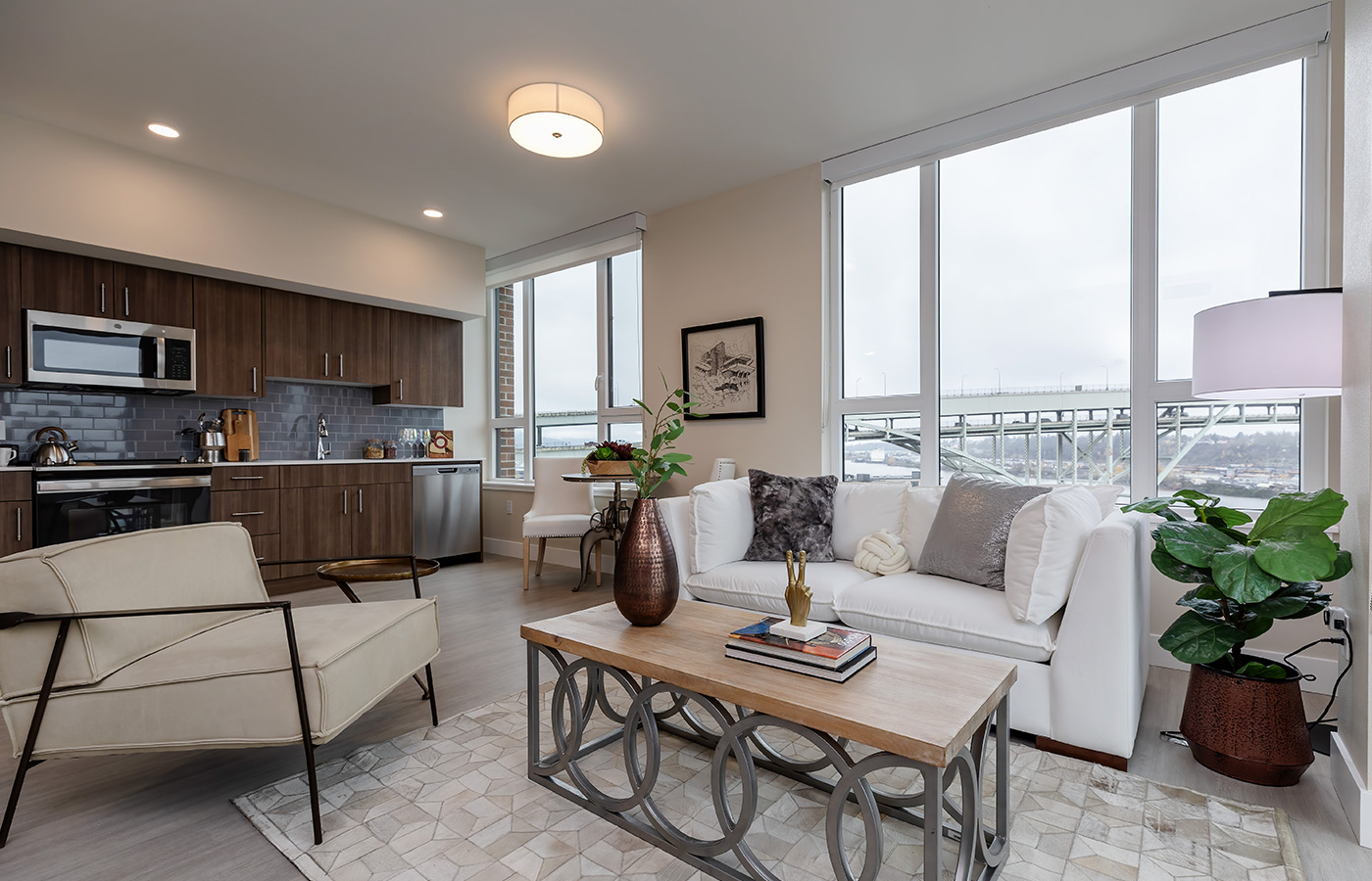 A fully furnished living room.