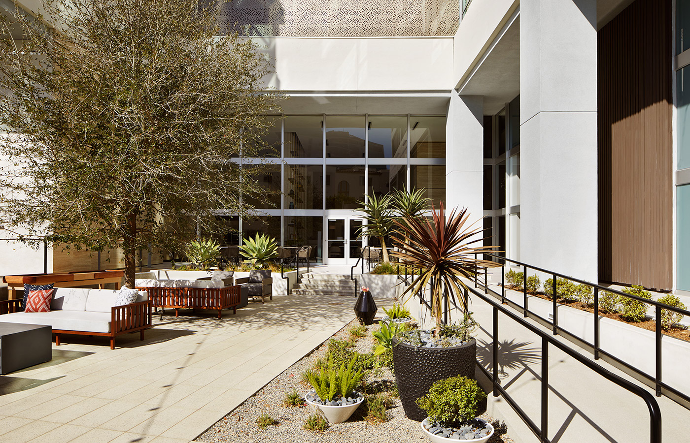 The courtyard at The Watermark at Westwood Village.