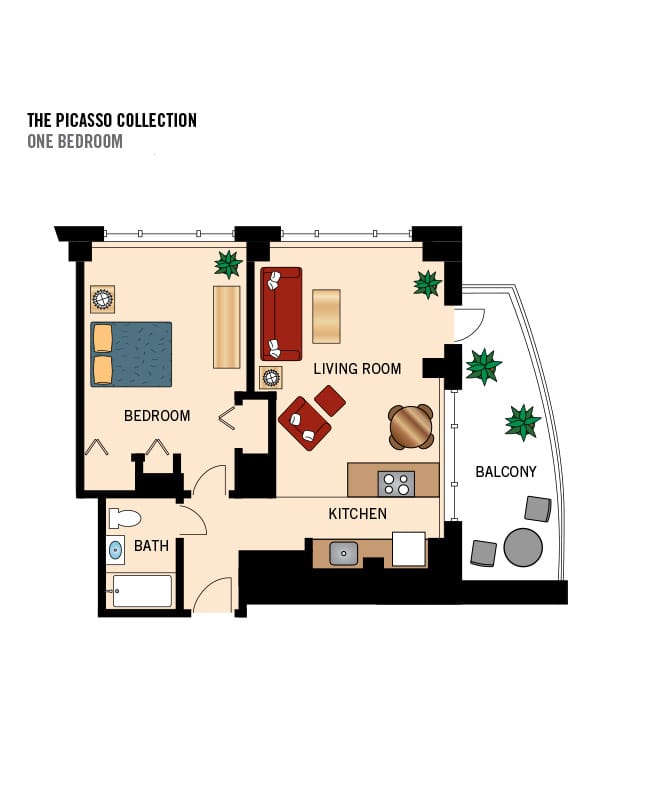 Independent living one bedroom floor plan