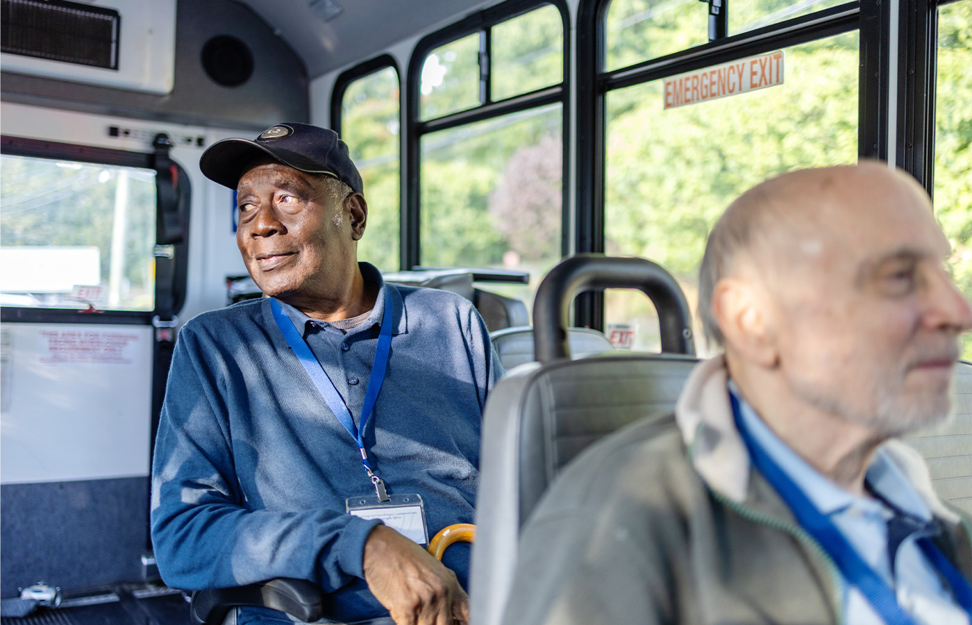 People sitting on a bus.