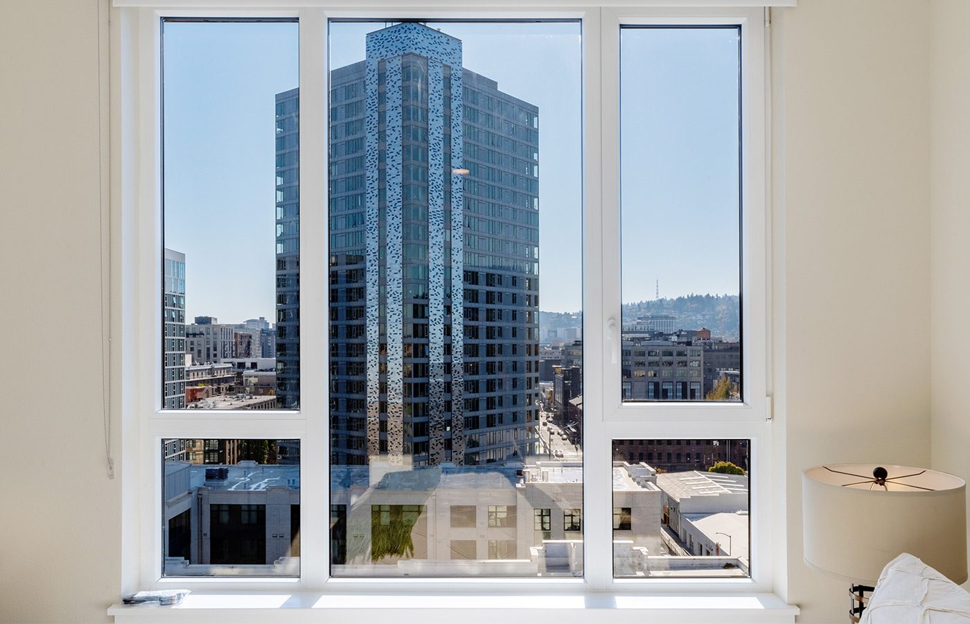 A view of the city outside the window.