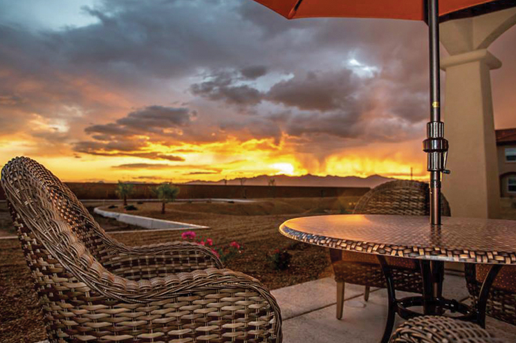 Sunset view from patio table.