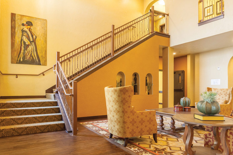 Inside of the Caliche Senior Living hall.