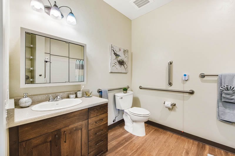 A bathroom in an apartment at The Watermark at Continental Ranch.