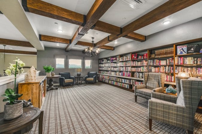 The library at The Watermark at Continental Ranch.