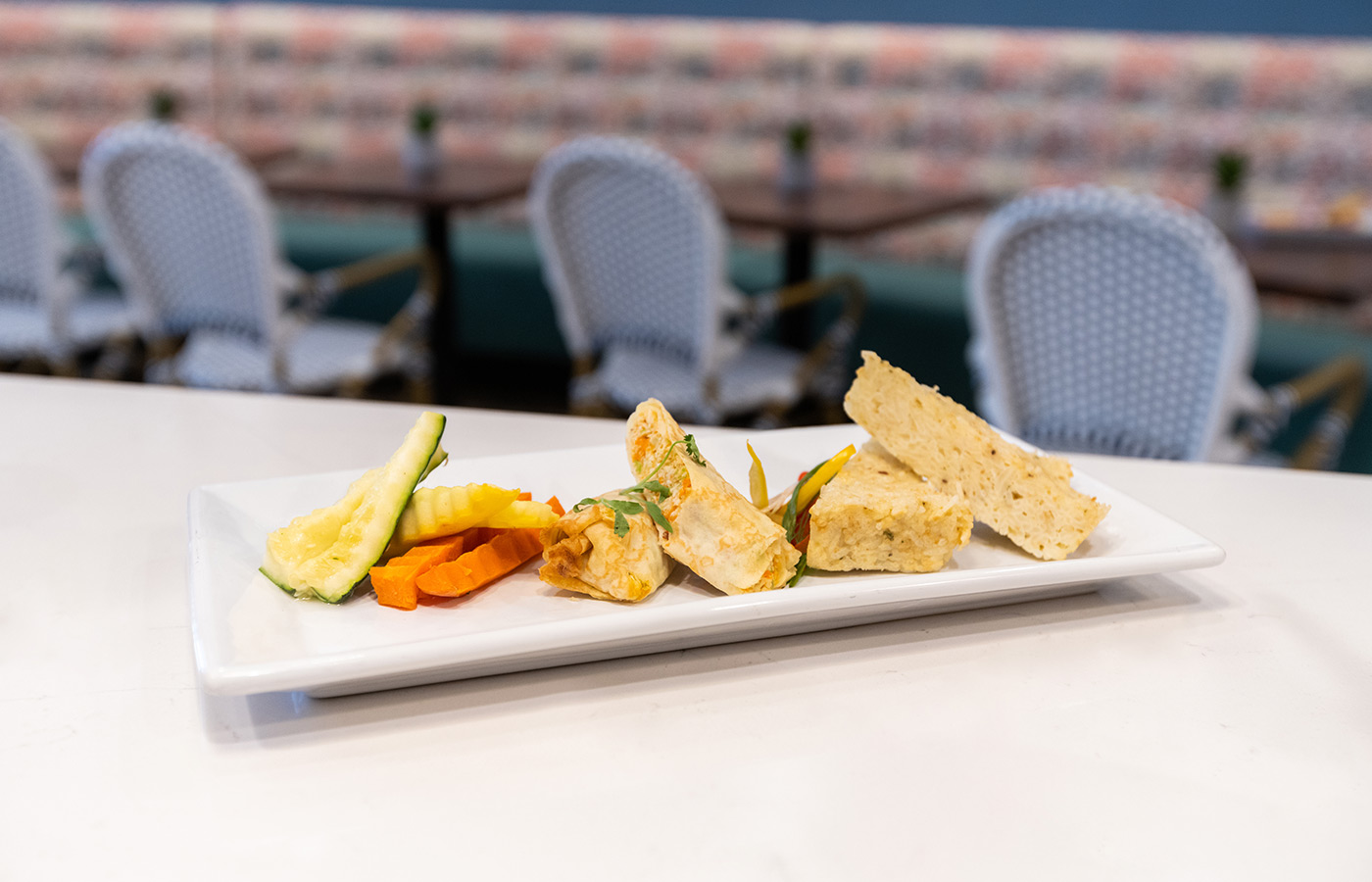 A plate of gourmet bites.