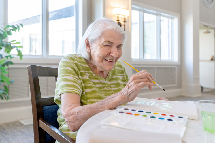 A resident is painting.