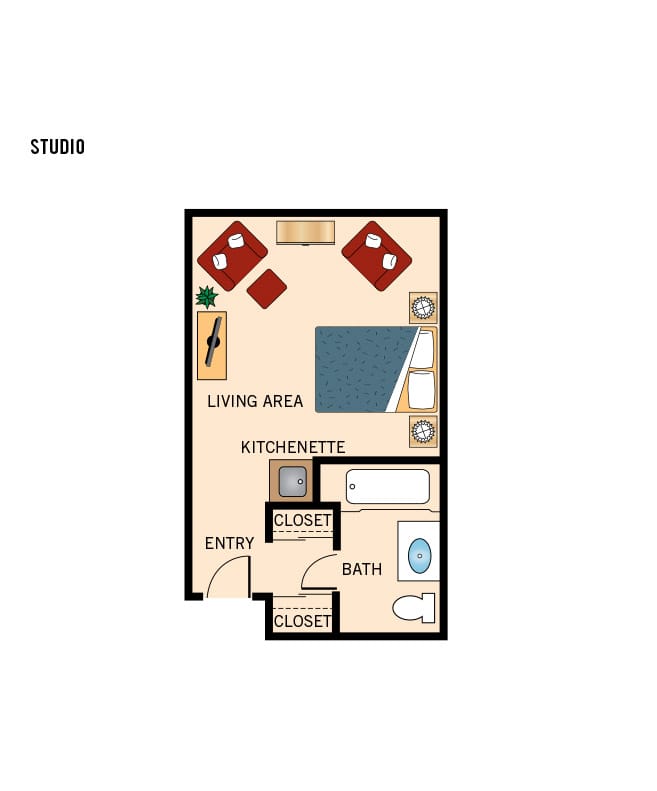 Assisted living studio floor plan