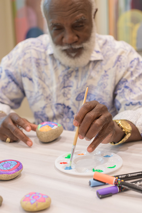 A resident is painting.