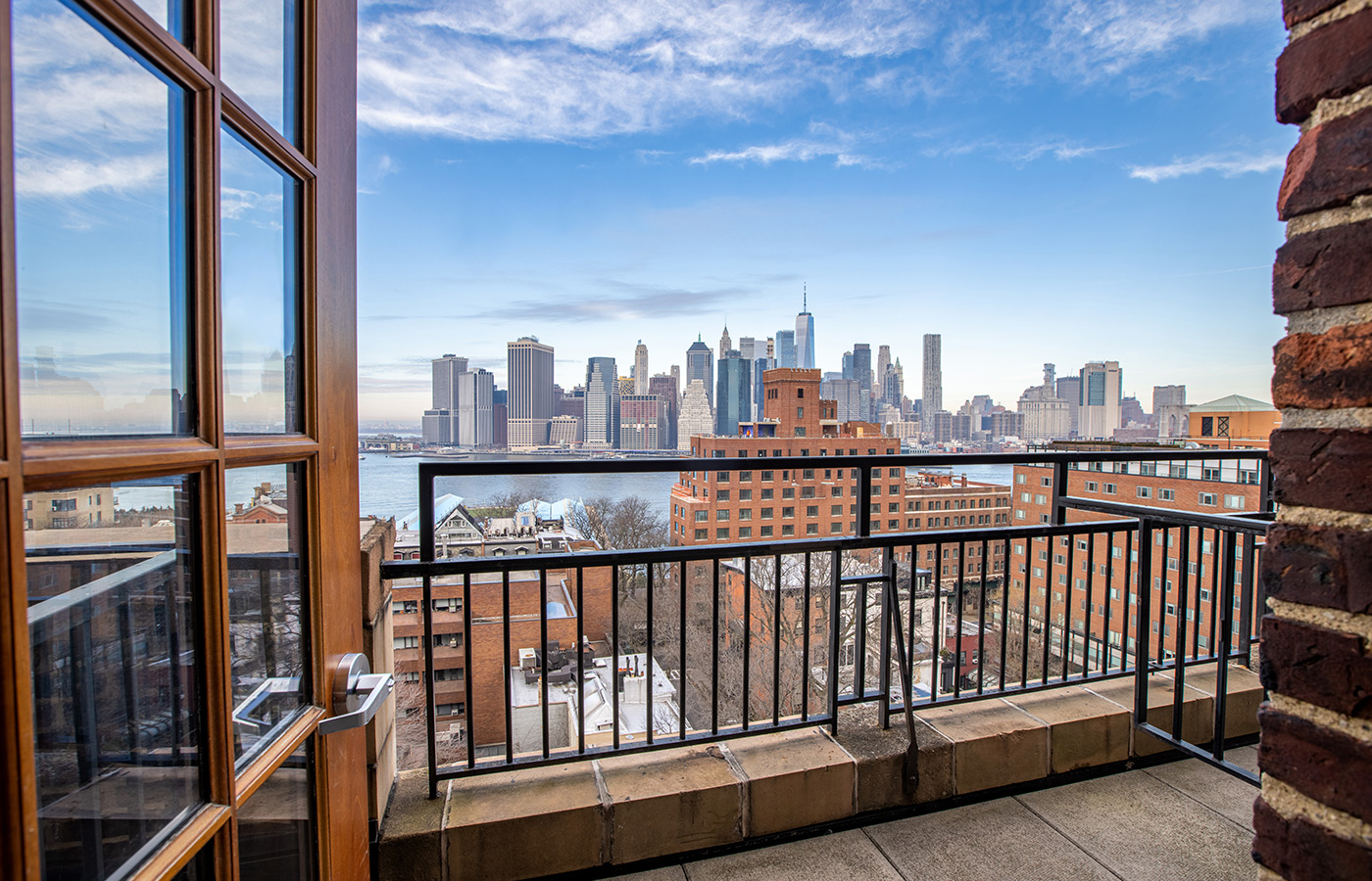 The terrace apartment balcony view from the door.