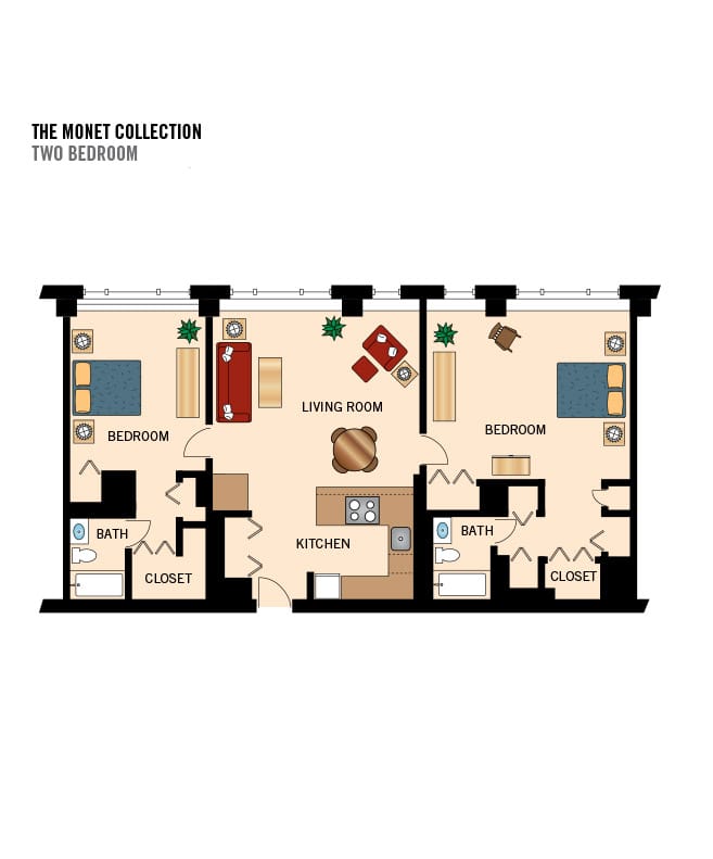 Independent living two bedroom floor plan