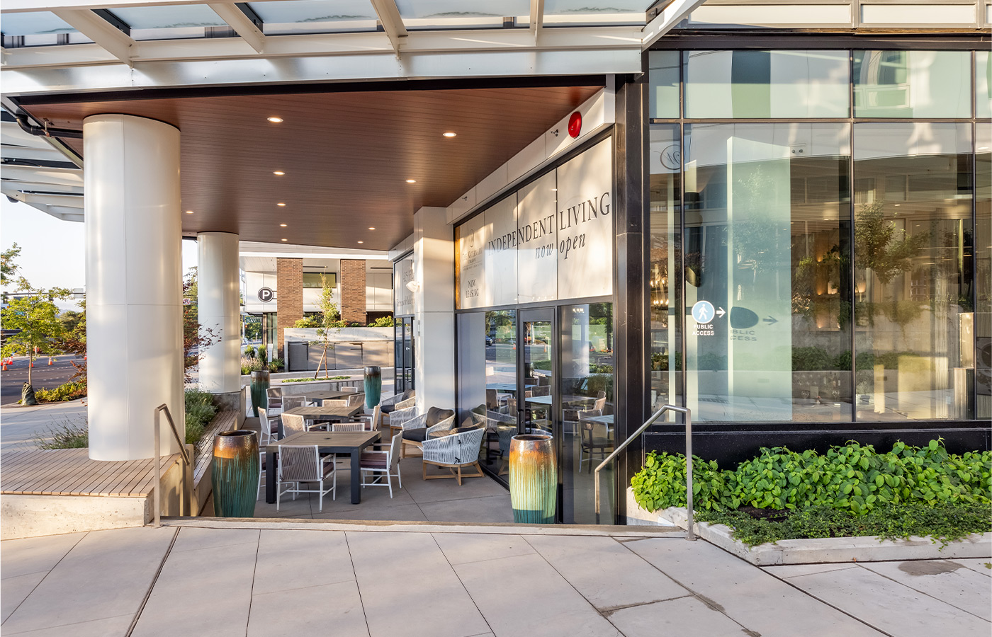 An area outside for dining.