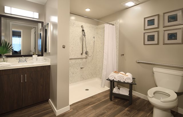 A beautiful modern bathroom.