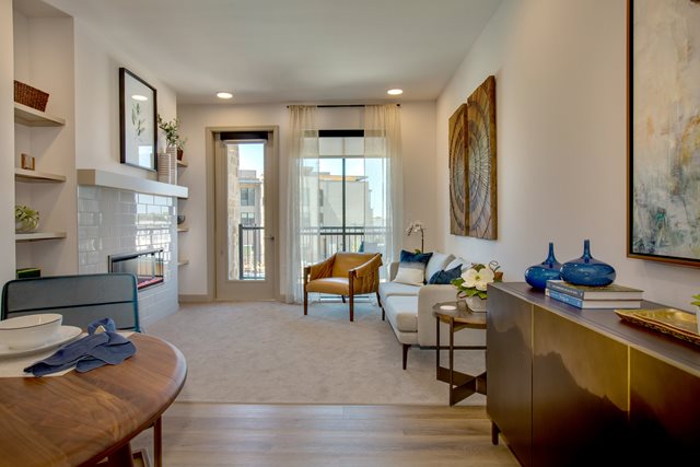 Beautifully furnished living room at The Hacienda at Georgetown. 