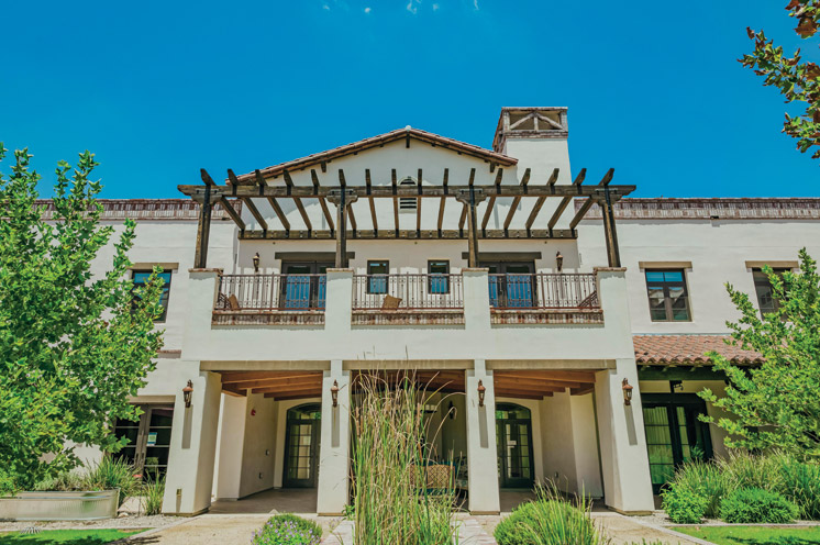 An exterior shot of The Hacienda at the River.