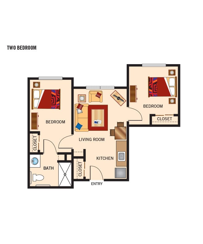 Assisted living 2 bedroom floor plan, Joshua Springs Senior Living