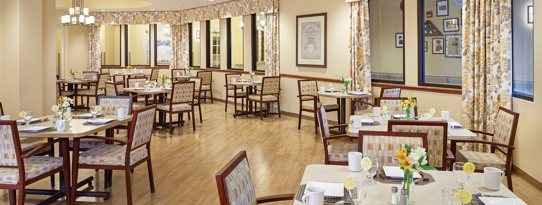 A dining area at The Legacy at Maiden Park.