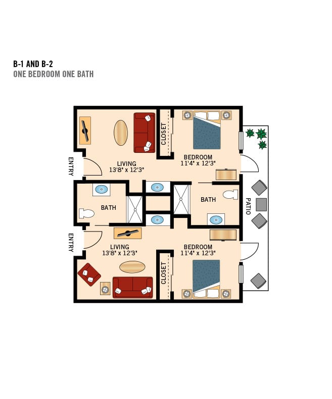 Parkview in Frisco one bedroom apartment floor plan.