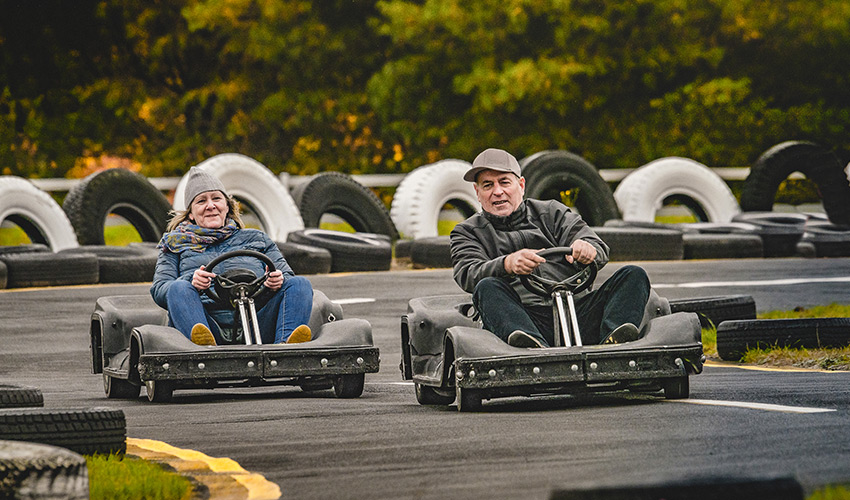 A man in a go-kart.