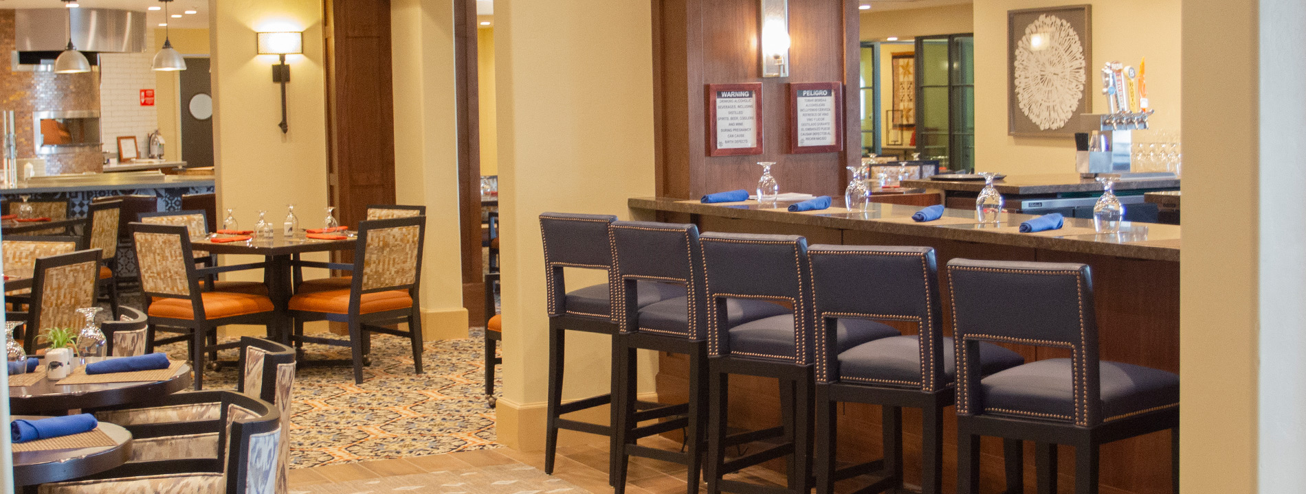 Dining room with seating area.