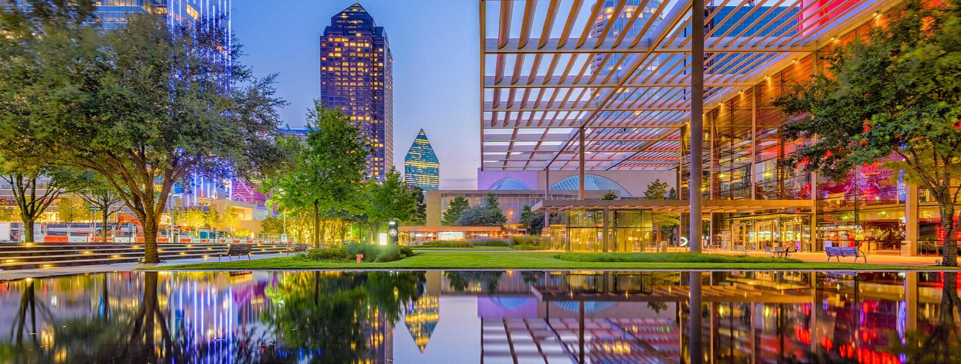 Dallas, Texas, USA downtown cityscape at twilight.