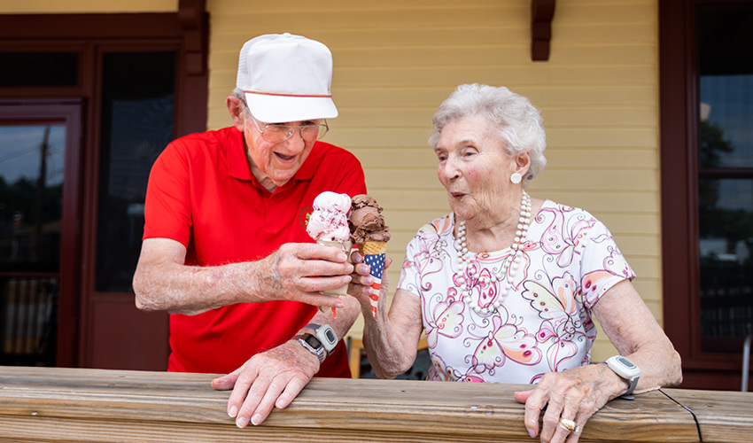 People eating ice cream.