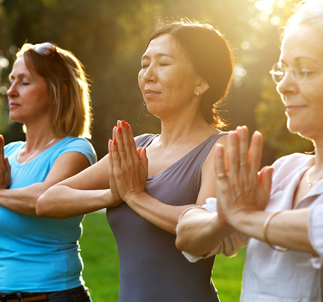 People practicing yoga.