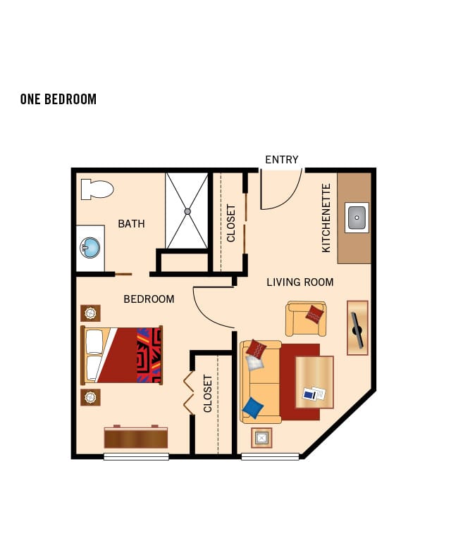 Assisted living one bedroom floor plan