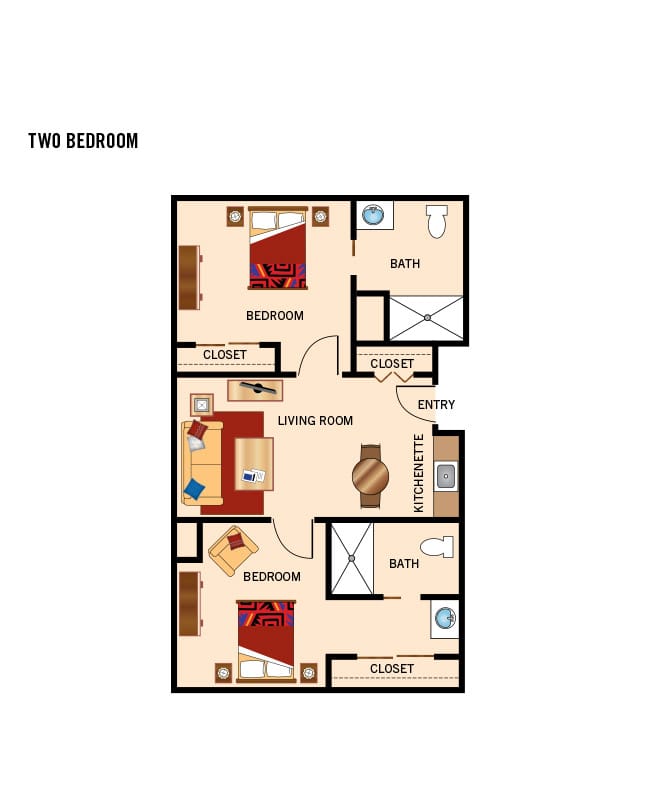 Assisted living two bedroom floor plan