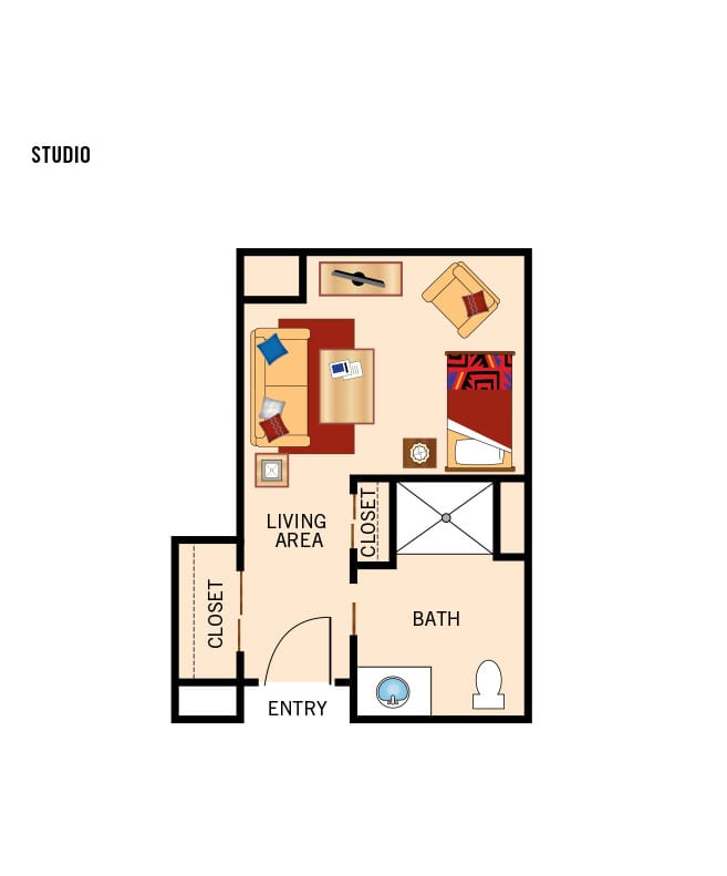 Memory care studio floor plan